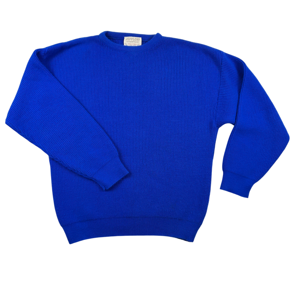 Vintage Lord Jeff Sweater Mens Size Large Blue USA Made Jefflon Dupont Orlon